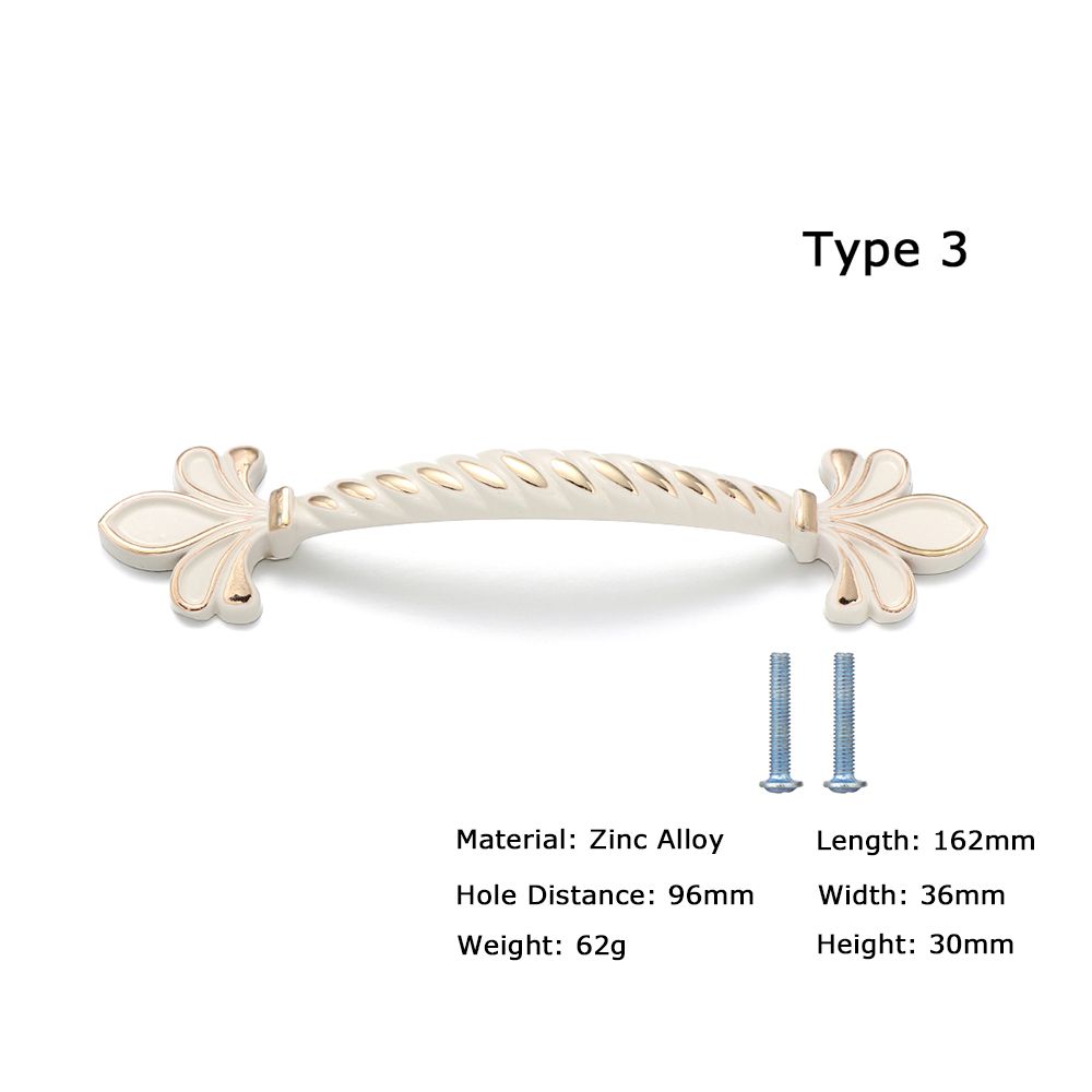 Zinc Alloy Ivory White Cabinet Handles Kitchen Cupboard Door Pulls Drawer Knobs European Furniture Handle Hardware: Type 3