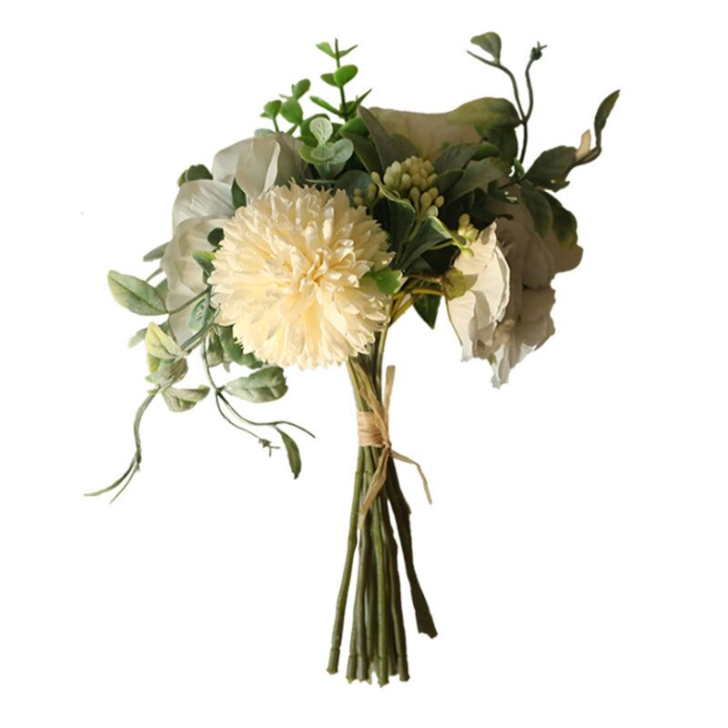 1 bundt kugle krysantemum pæon buket kunstige blomster boligindretning bryllup gør-det-selv jul stue bonsai møbler