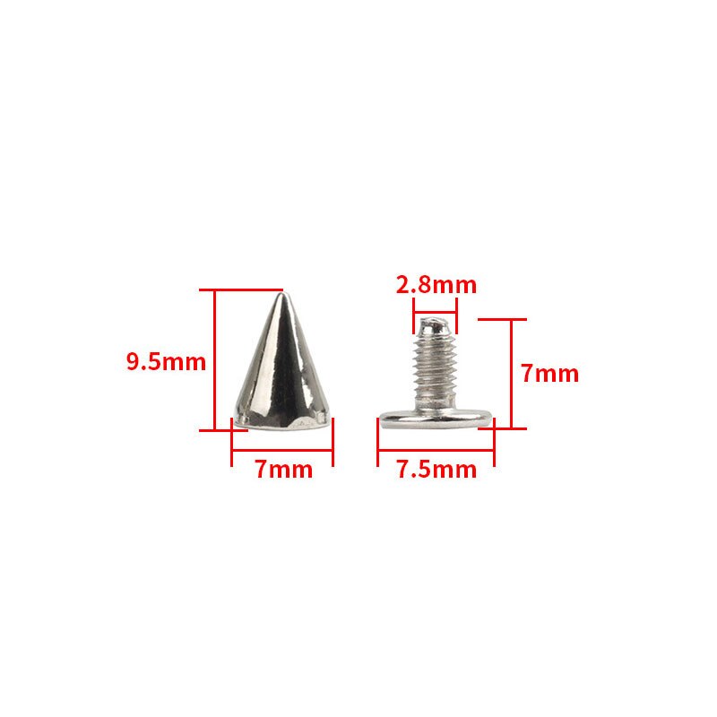 10 Sets Silver Metal Screwback Cone Studs Bullet Spike Stud Punk Bag Belt Schoenen Kleding Leathercraft Cone Rivet Diy: 2