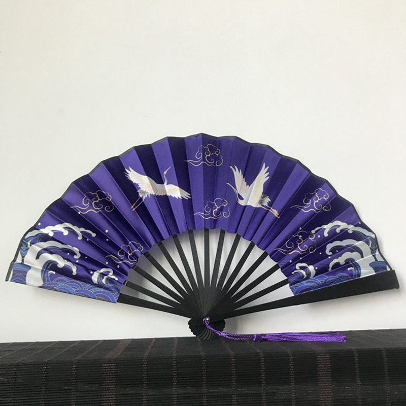 Éventail de Danse Japonais en Soie et Bambou, Pliable, Artisanal original de style Vintage Rétro Chinois pour Décoration de la Maison: 01