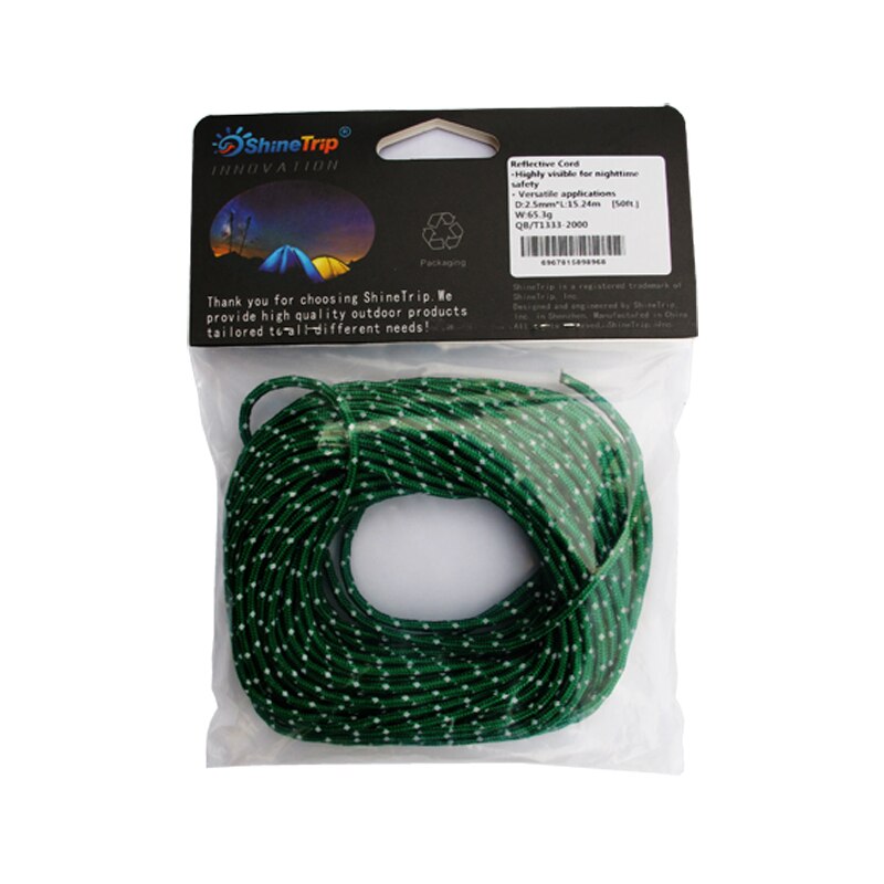Corde de tente paracorde réfléchissante, 2.5mm, multifonctionnelle, audacieuse, fixe, corde à linge réfléchissante, polyvalente, 50 pieds