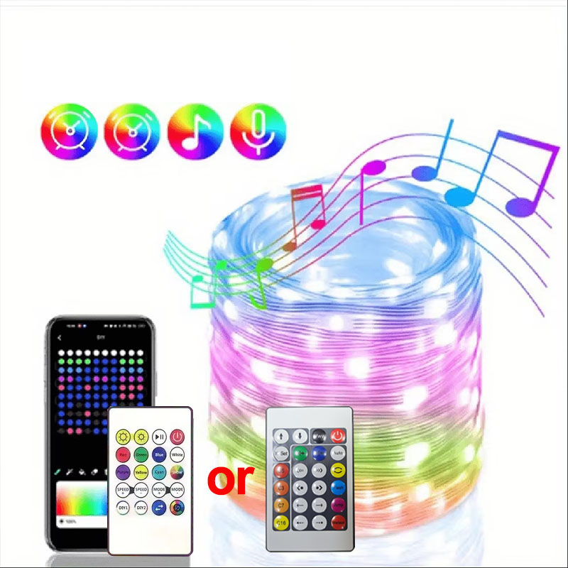 Rgb-ic led-lyslenke usb bluetooth og fjernkontroll  ws2812b lyslenker vanntett julegirlander til hjemmet bryllupsfestdekor