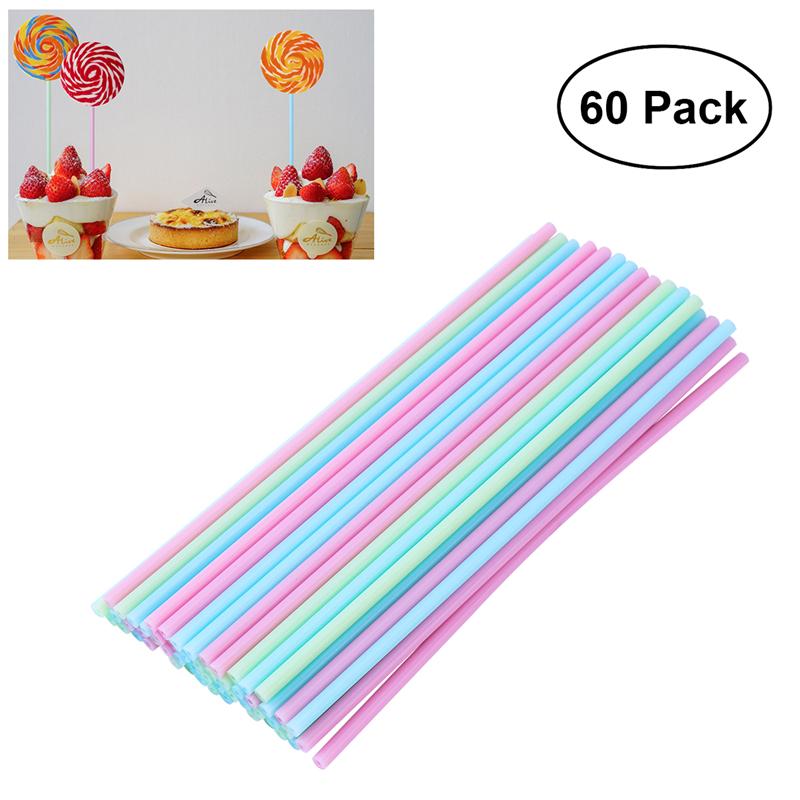 60 Pcs Cake Pop Sticks 15 Cm Pastel Kleuren Kitchen Craft Plastic Handgrepen Voor Cake Gekleurde Lollipop Sticks