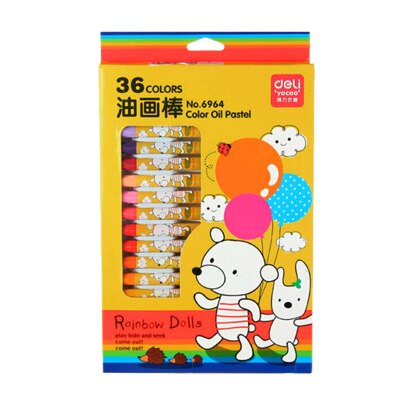 , lápiz Deli stick 18/24/36, pintura al óleo en colores Pastel, crayones, suministros de pintura, ceras para niños, estudiantes de Bellas Artes: 36 color