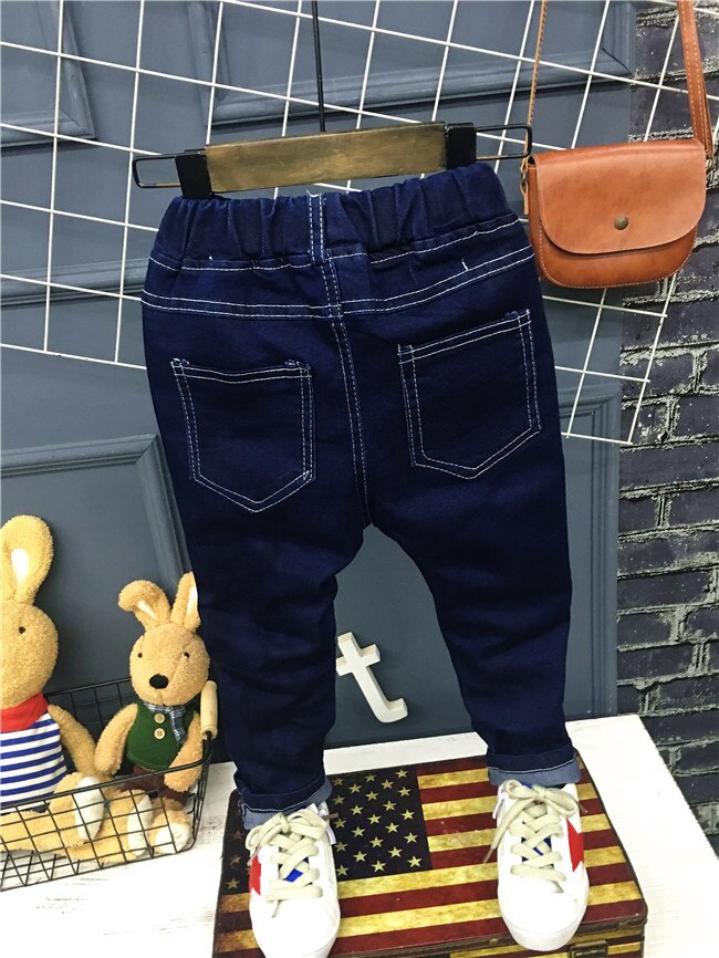 spring and Autumn children pants kids jeans boys girls denim pants Casual hole jeans feet pants 2-7Y (A12063