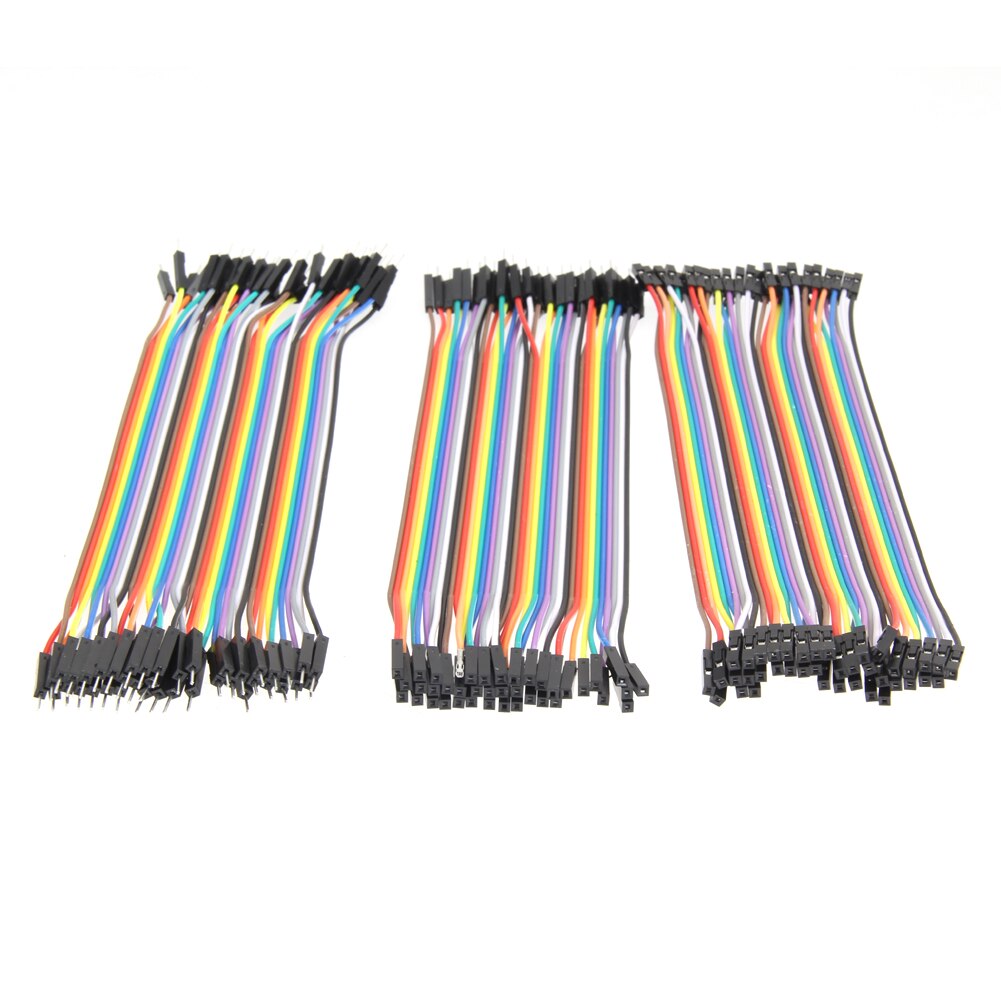 Cable de puente DuPont para Arduino, Cable macho a macho + 40 hembra + 40 macho a hembra, 20cm, 2,54mm, 1pin, 40 Uds.