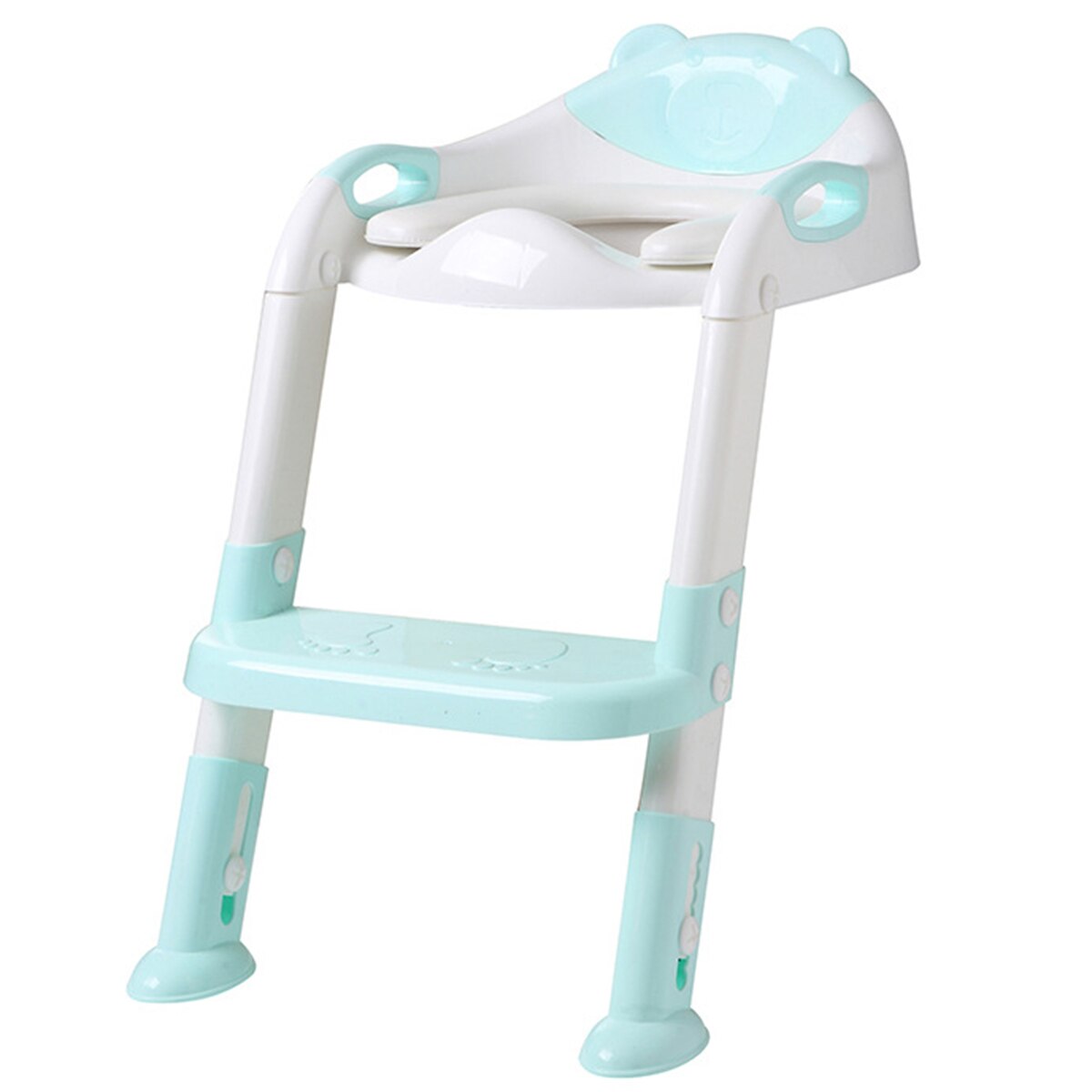 Asiento de entrenamiento con relleno suave para niños, orinal de escalera plegable con escalón para inodoros en forma de U O V: Blue