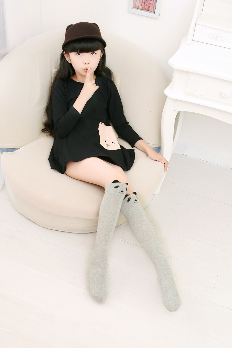 1 paar Meisjes Knie Hoge Sokken Dier Katoen Knit Over Kalf Sokken voor Kids Teens Leuke Cartoon Kinderen Sokken lente: 1