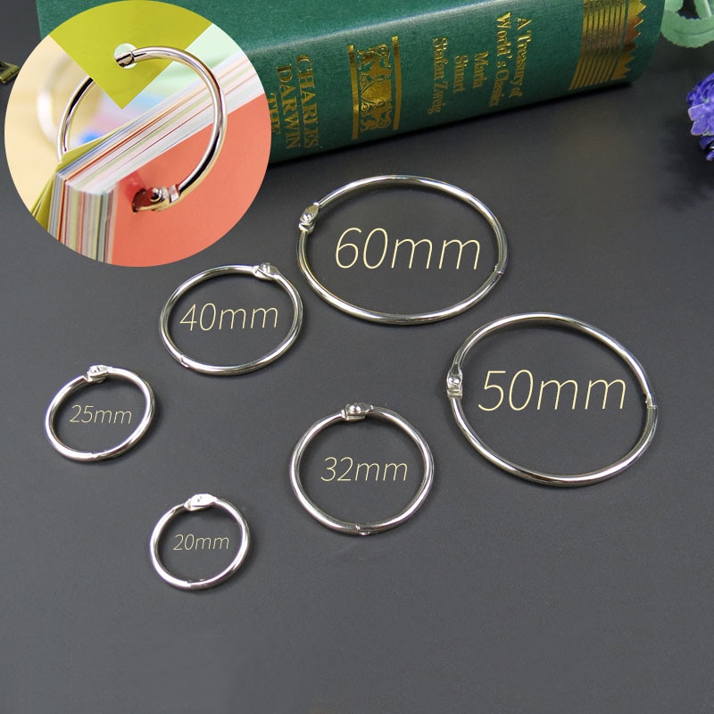 10Pcs Metal Loose Leaf Rings 20 - 80mm DIY Notebook Binder Book Hoops Photo Album Ring Scrapbook Binders Office Binding Ring