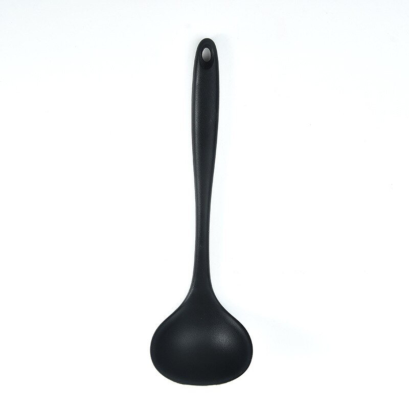 Silicone Spatula Turner Slotted spoon Ladle Spoon Spoon Spatula Spooula Spatula Basting brush Food Tongs Silicone Kitchenware: Black Ladle