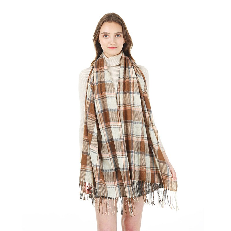 Catei Karrui Dame Winter herbst schal denker warme weibliche schal Schal Frauen einfarbig kaschmir schals mit quaste: GRLA-A3