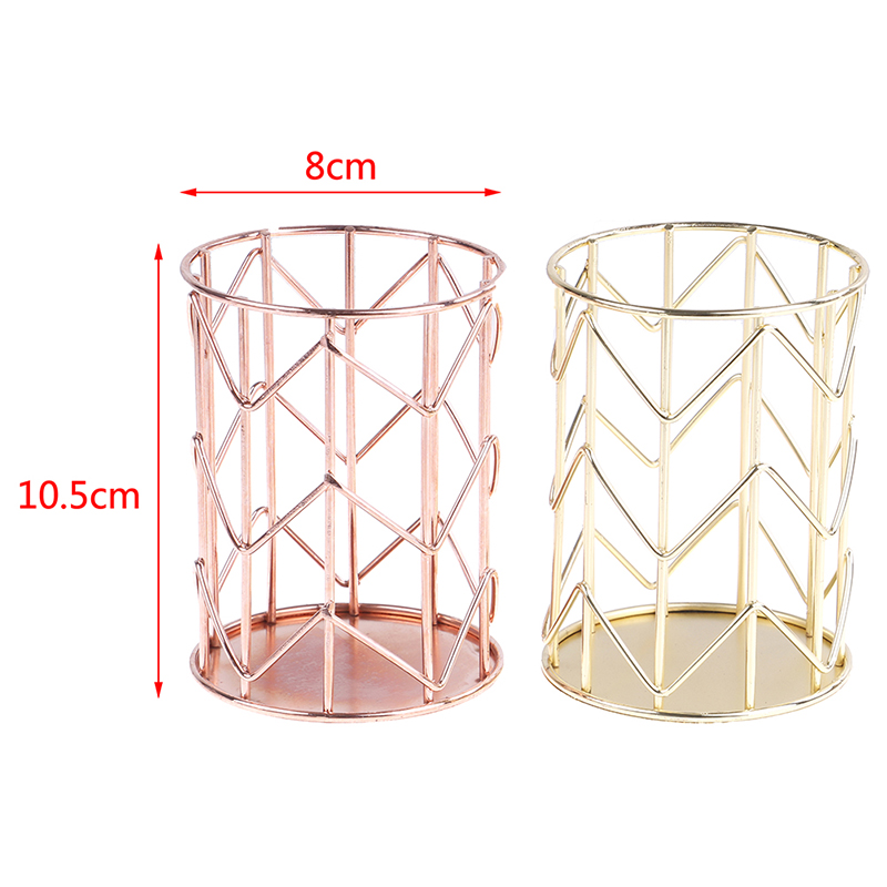 1pc Rose Gold Pen Pencil Pot Holder Container Organizer Home Desk Stationery Decor