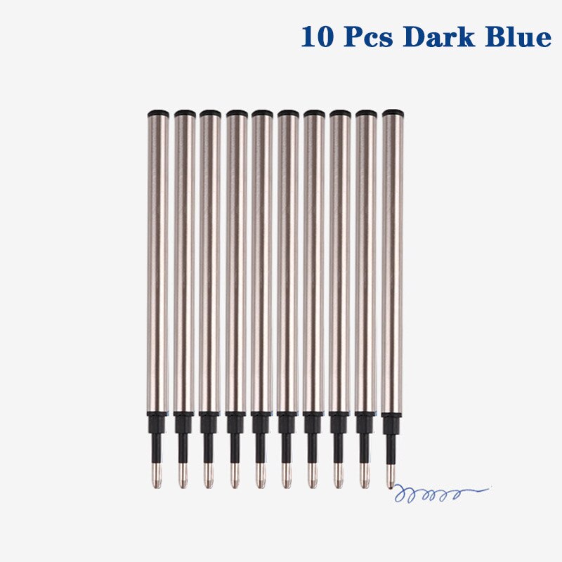 10 Pcs/lot 0.5mm Metal Ballpoint Pen Refills 11cm Length for Business Office Ball Point Pen Refills School Supplies Stationery: Dark blue