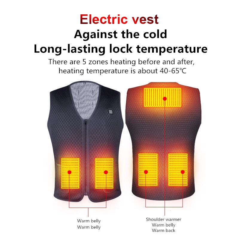 Electric Heating Thermal Vest Jacket USB Battery Powered Smart Heated Men Women Warm Vest For Winter Outdoor Sport Motorcycle