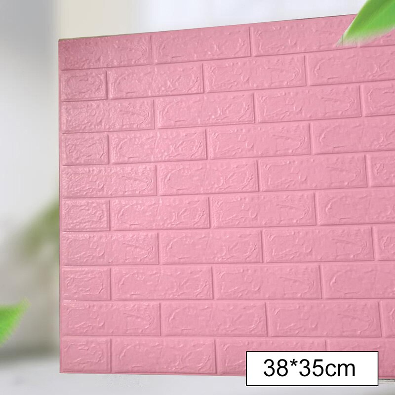Självhäftande 3d väggdekal imitation tegel marmor präglad diy heminredning tapet barnrum kök sovrum: Rosa