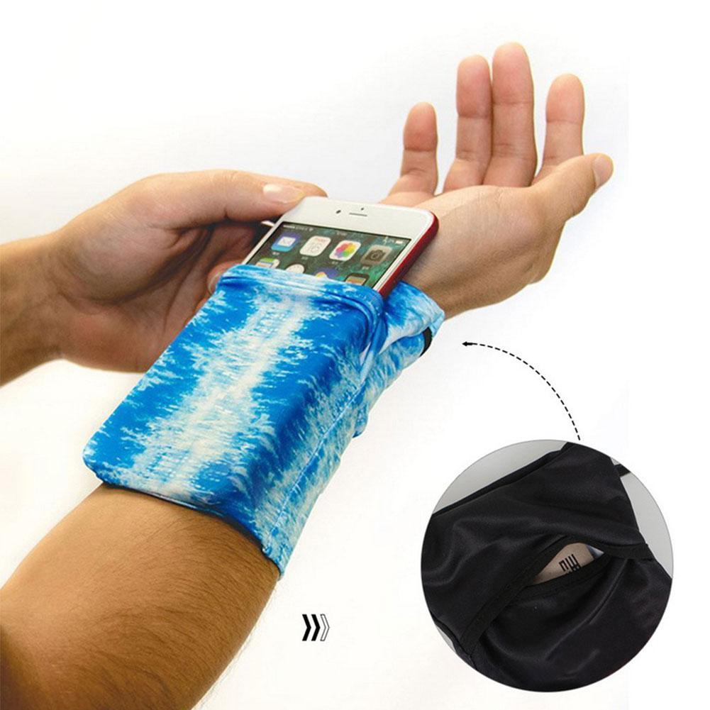 Bolso de brazo para teléfono móvil, accesorio deportivo elástico para la muñeca, para guardar llaves, tarjetas bancarias, para correr al aire libre o ciclismo