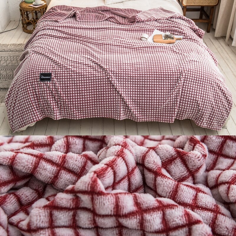 Couvertures en flanelle douce pour lits couleur unie corail polaire fausse fourrure en peluche jeter simple lit Double hiver couvre-lit couvertures: Dark Red / 200X230CM