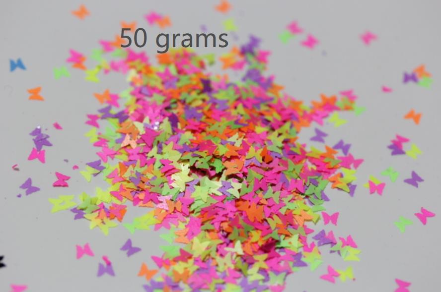 Neon- Lösungsmittel Beständig Schmetterling funkeln Pailletten für Nagel Kunst und Andere DIY dekoration: 50 Gramm