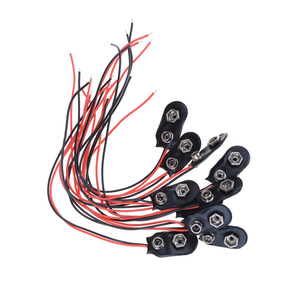 Gesp 10 Stks/partij 9V Batterij Clips 15Cm Zwart Rood Kabelverbinding Connector