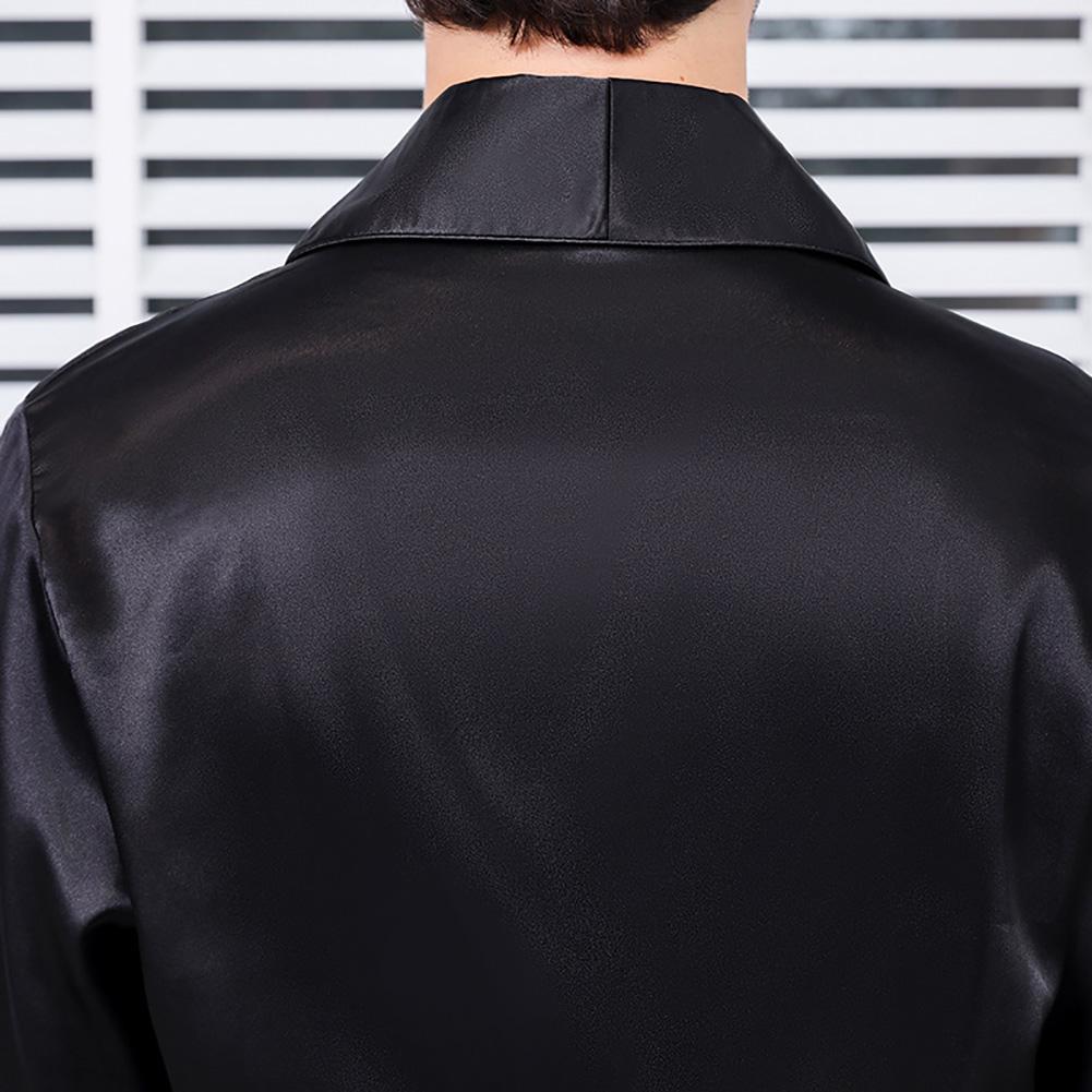 Robes d'été en Imitation soie pour hommes, avec poches, ceinture à la taille, Robe de bain, vêtements de nuit pour la maison, salon