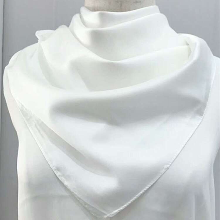 70*70 Cm Bandana Hoofddoek Voor Vrouwen Zijde Satijn Haar Sjaals Vrouwelijke Leuke Zakdoek Hals Sjaals Voor Dames groen Zwart Wit: WHITE