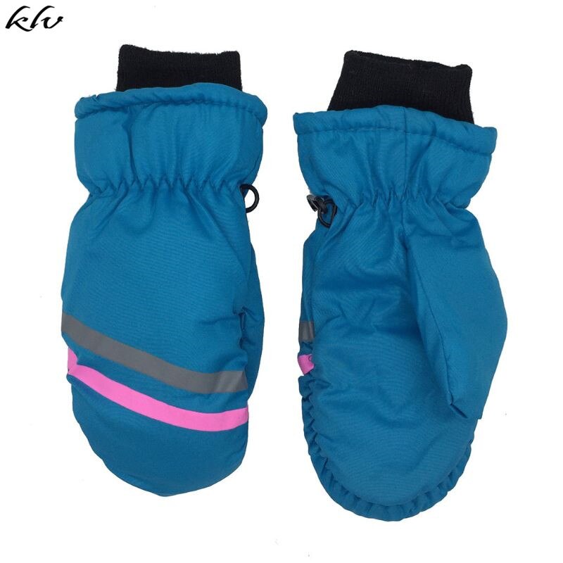 Crianças grosso quente luvas de esqui menino menina impressão geométrica inverno à prova de vento mitten: CN