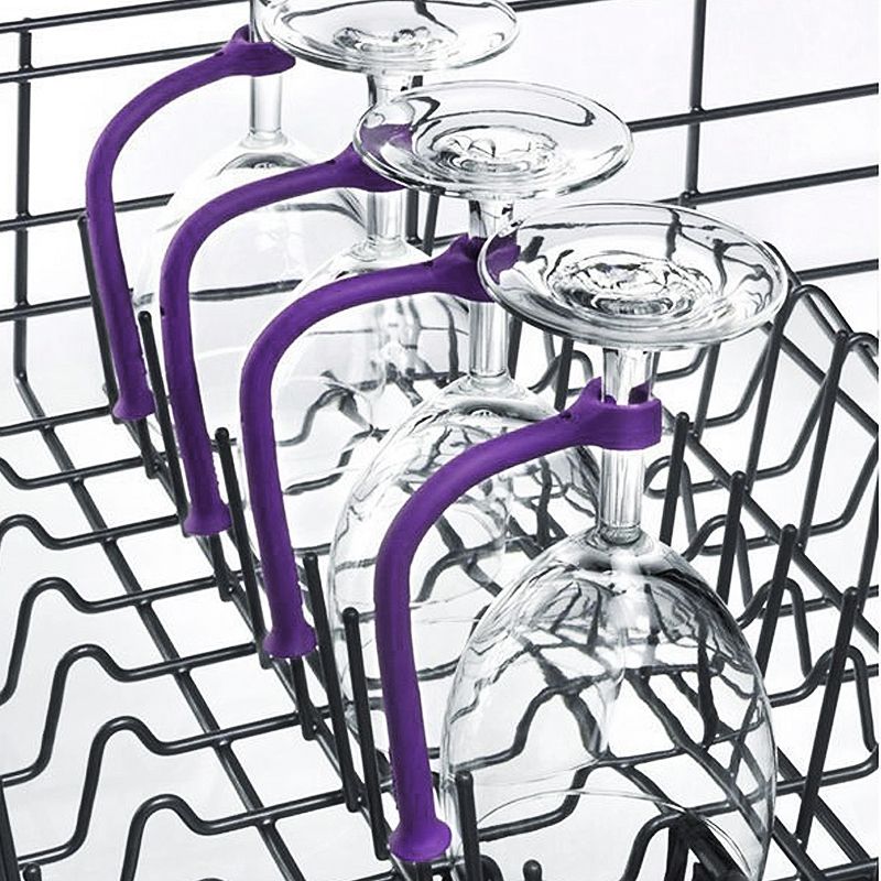 Stilkebesparende fleksibel opvaskemaskine sæt  of 4 til vinglas glasvarer fast: Default Title