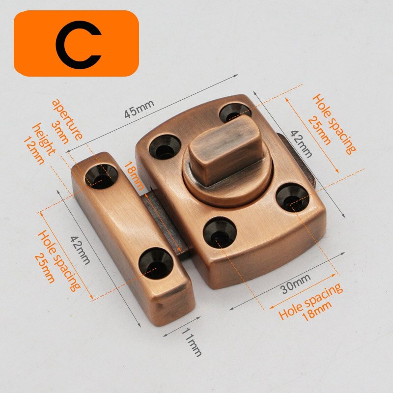 Door Latch Lock Bathroom Door Lock Chrome Toilet Turn Twist Bolt Privacy Catch Latch Tool Any Room Multicoloured: C