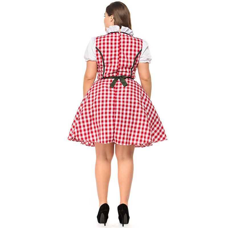 Rouge Plaid Dirndl robe traditionnelle allemande bavaroise bière femme de chambre Costume Oktoberfest fille robe de soirée grande taille S-6XL