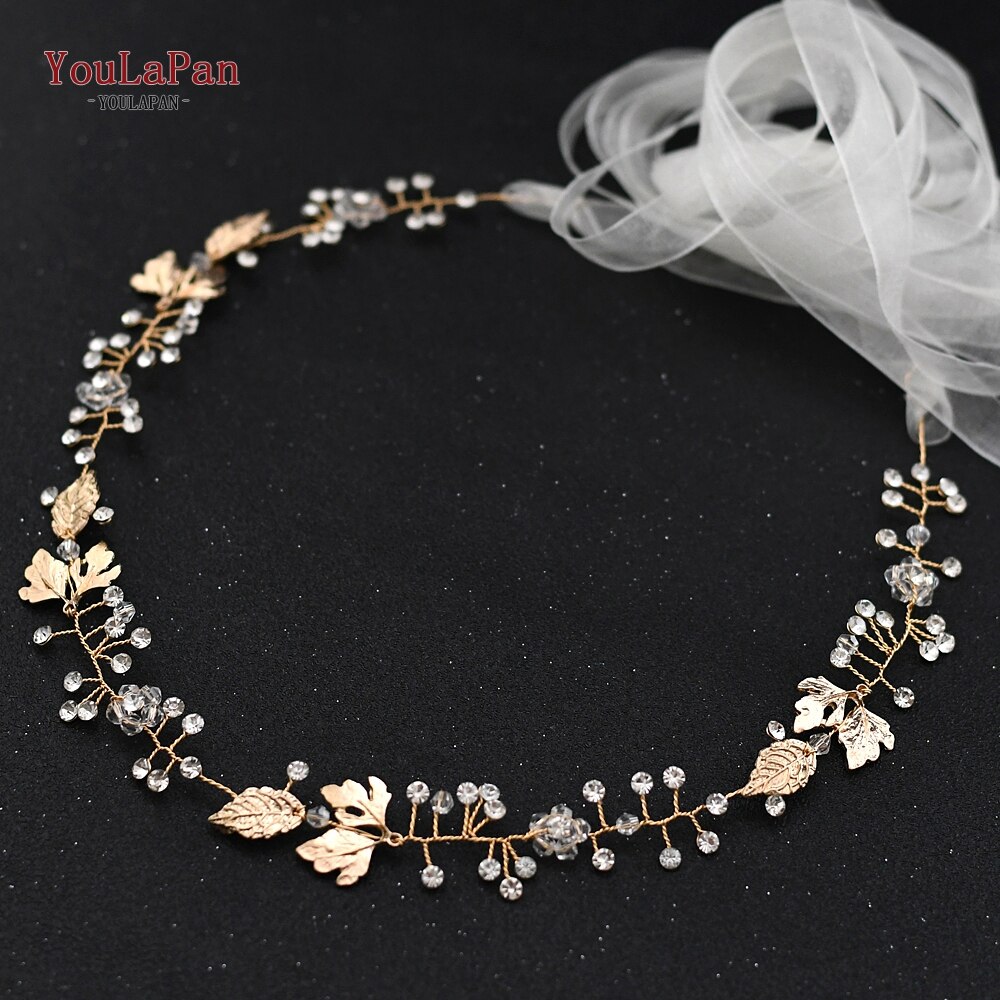 YouLaPan SH122 cinturón de boda dorado hojas doradas vestido de boda cinturón con cristales cinturón nupcial accesorios de vestido de novia cinturón de novia