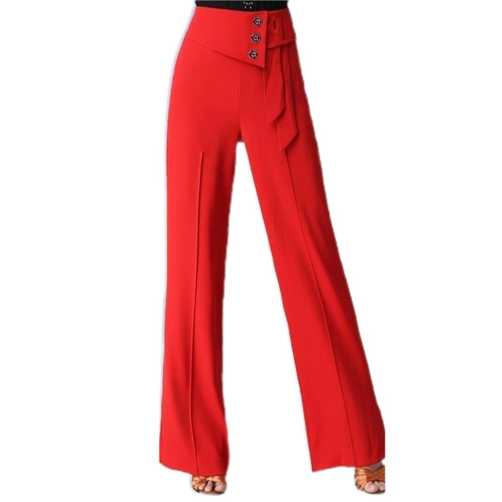 Frühling Sommer Frauen weites Bein Hosen Latin Tanzhose weibliche feste Tanzhose Damen hohe Taille lässige lose Hose