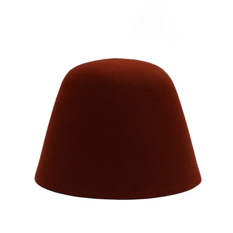 Hat Women Fisherman Hat Autumn And Winter Outdoor Wool Bucket Hat Japanese Solid Color Bell Shaped Cap Men Bucket Hat: 08
