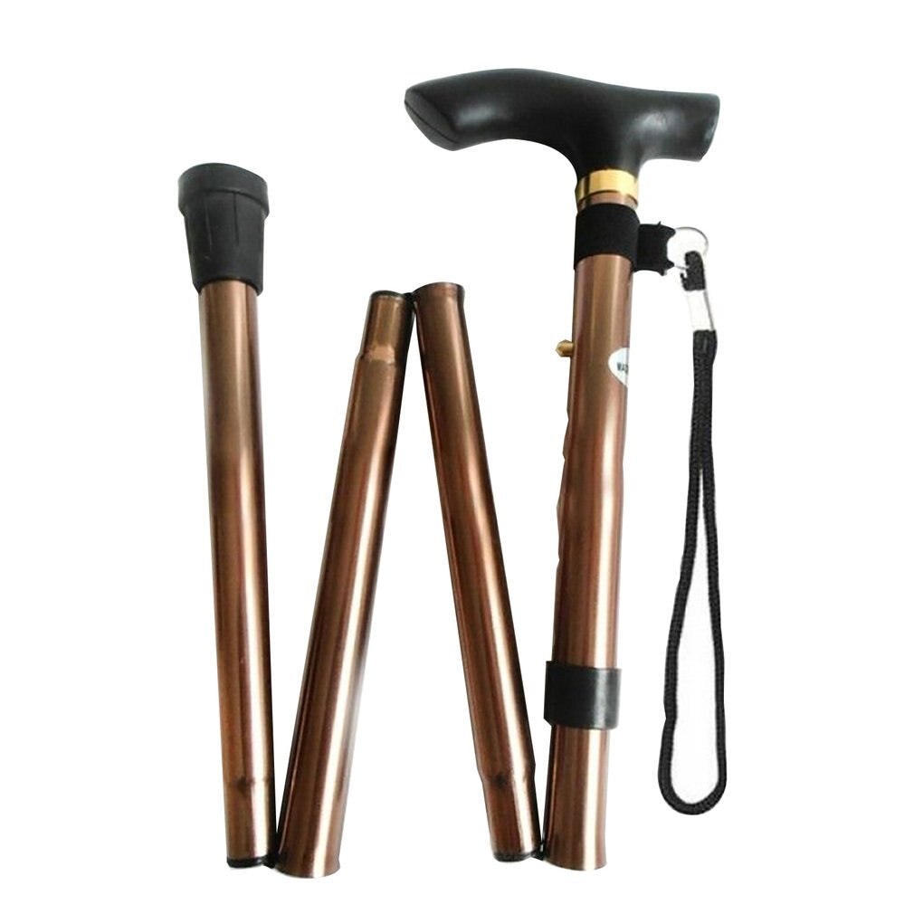Canne d'escalade à quatre sections télescopique pliant canne Trekking canne anti-dérapant canne âgée canne de marche: Chocolat