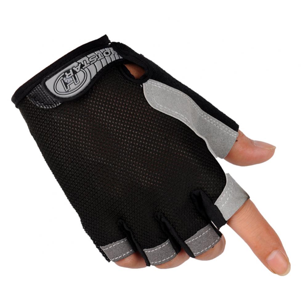 Verão masculino/feminino luvas de fitness ginásio levantamento de peso ciclismo yoga musculação treinamento fino respirável antiderrapante metade dedo luvas: L / Preto