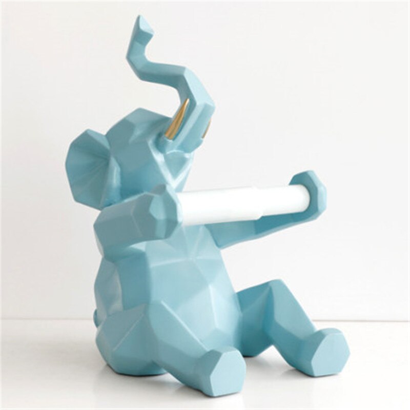Cute Animal Head Statue Hanging Tissue Holder Toilet Washroom Wall Home Decor Roll Paper Tissue Box Holder Wall Mount A1669: Blue