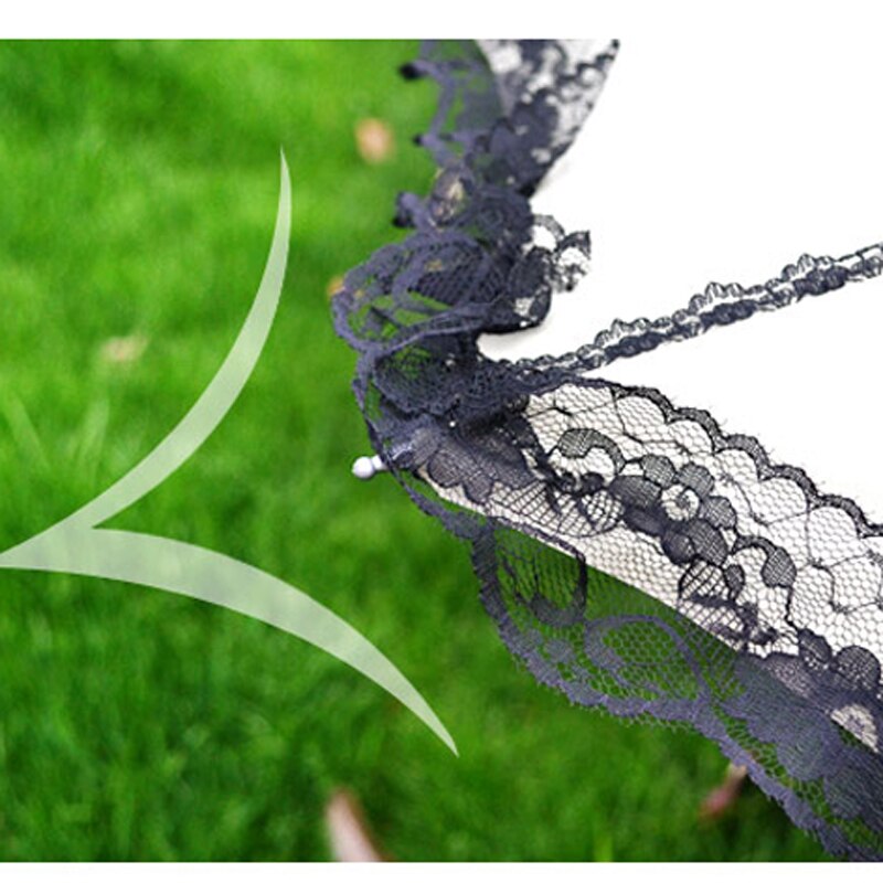 Black Lace Three Folding Ladies Female Parasol Women Rain Umbrella Gril Anti Sun UV Protection Sunny Rainy B65