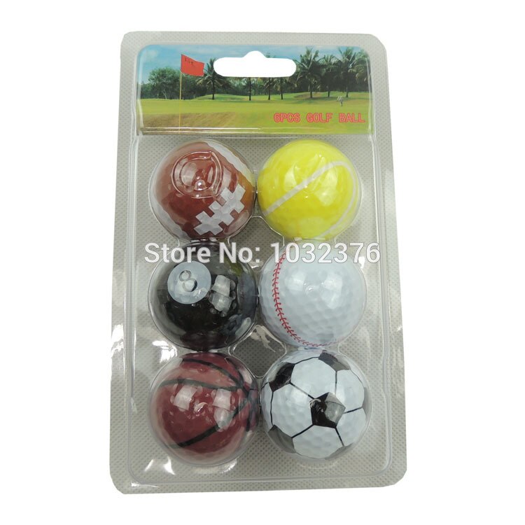 6pcs Soccer Golf Sports ball With Multi Color Two Layer Golf Driving Range Ball