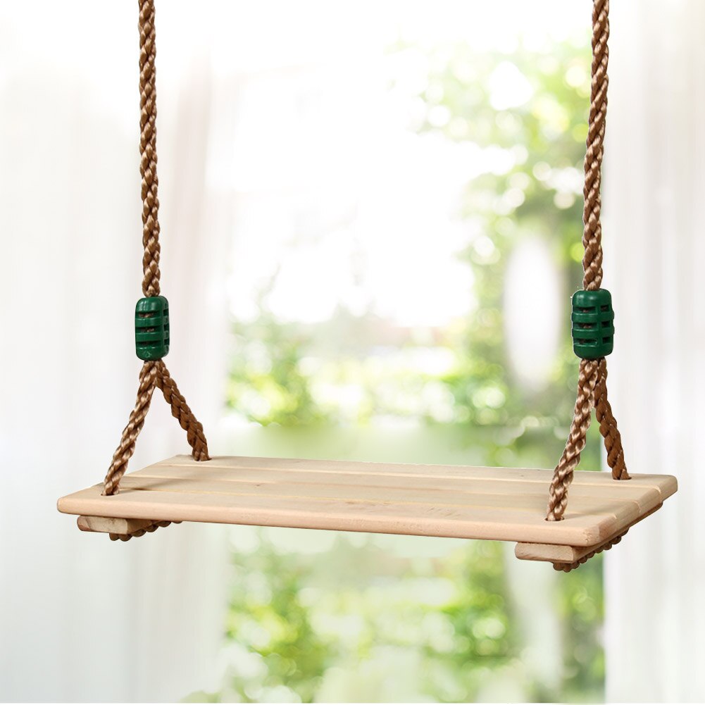 Kids Outdoor Swing Wooden Outdoor Swing Pastoral Style Platforms Jungle Gym Fitness Swing Children Adults Garden Swing with Rope