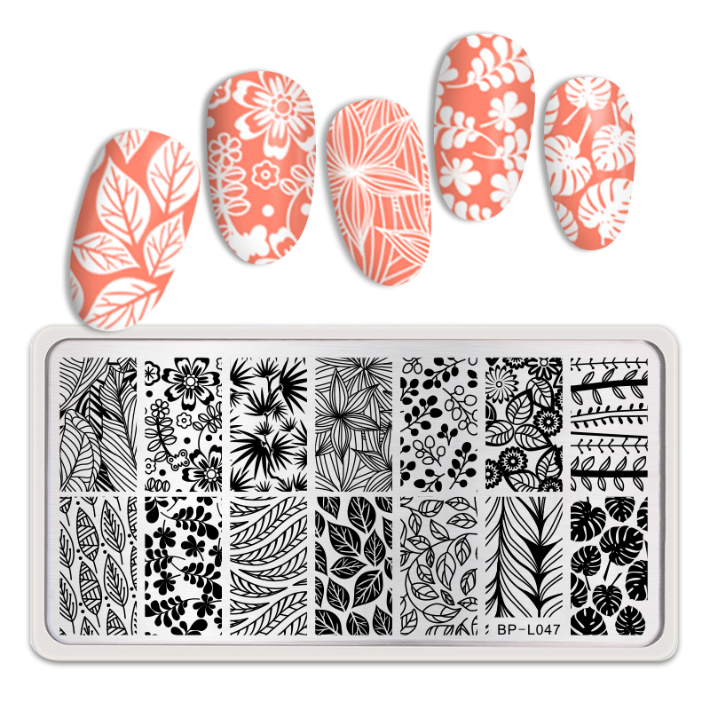 Geboren Pretty Fire Rechthoek Stempelen Template Manicuring Nail Art Afbeeldingsstempel Plate Exotisme BPX-L012: BP-L047