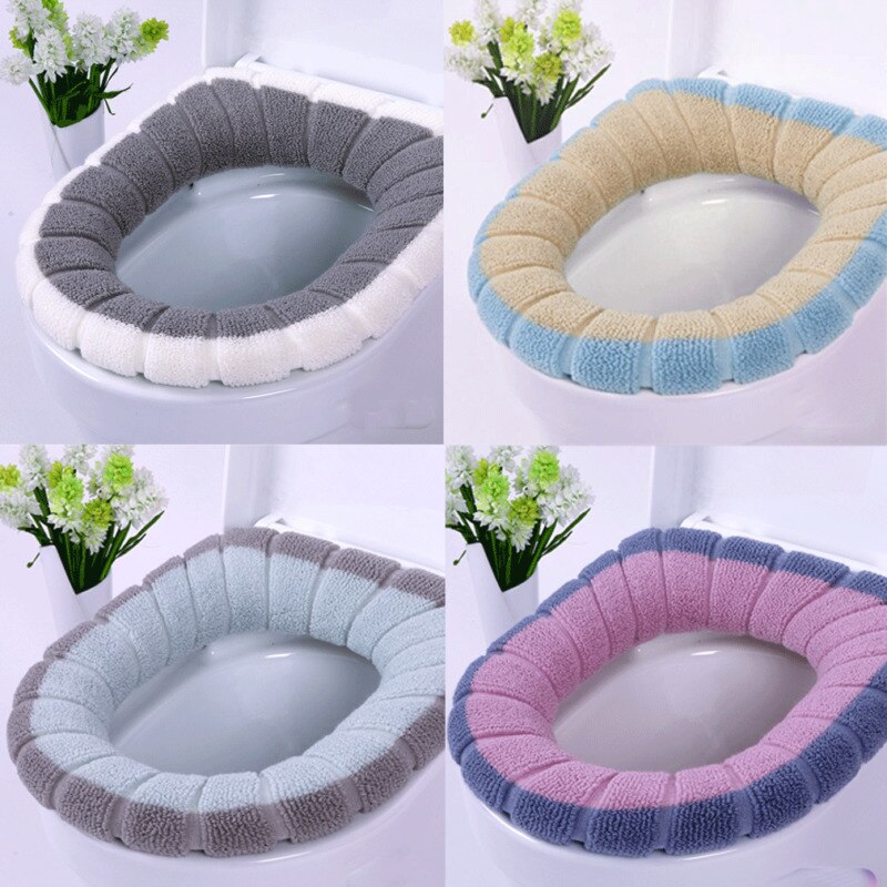 Juego de fundas de asiento de inodoro Universal, cálido, suave y lavable, tapete para decoración del hogar, funda de asiento, accesorios para tapa de inodoro