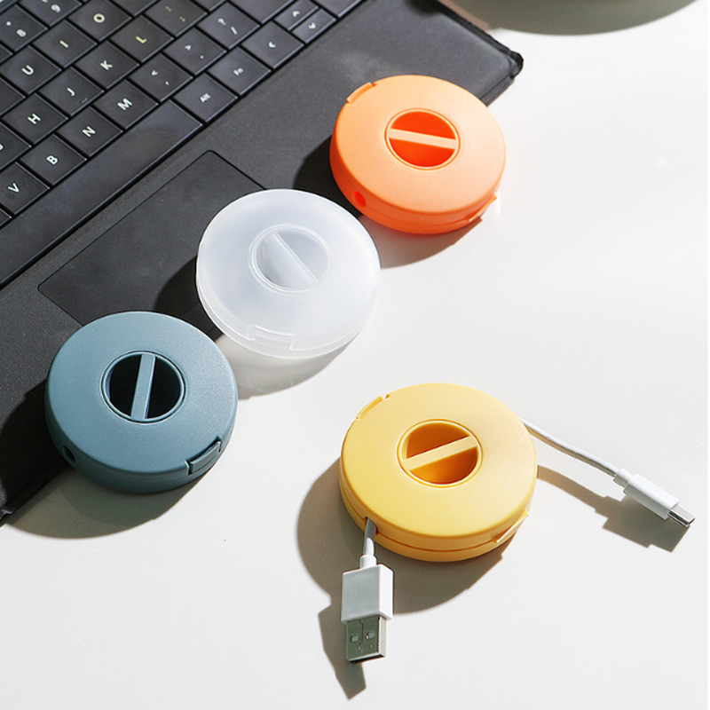 Automatic USB Cord Holder Rotatable Earphone Winder Mobile Phone Data Cable Charger Wire Storage Box Reel Hubs Cables Organizer