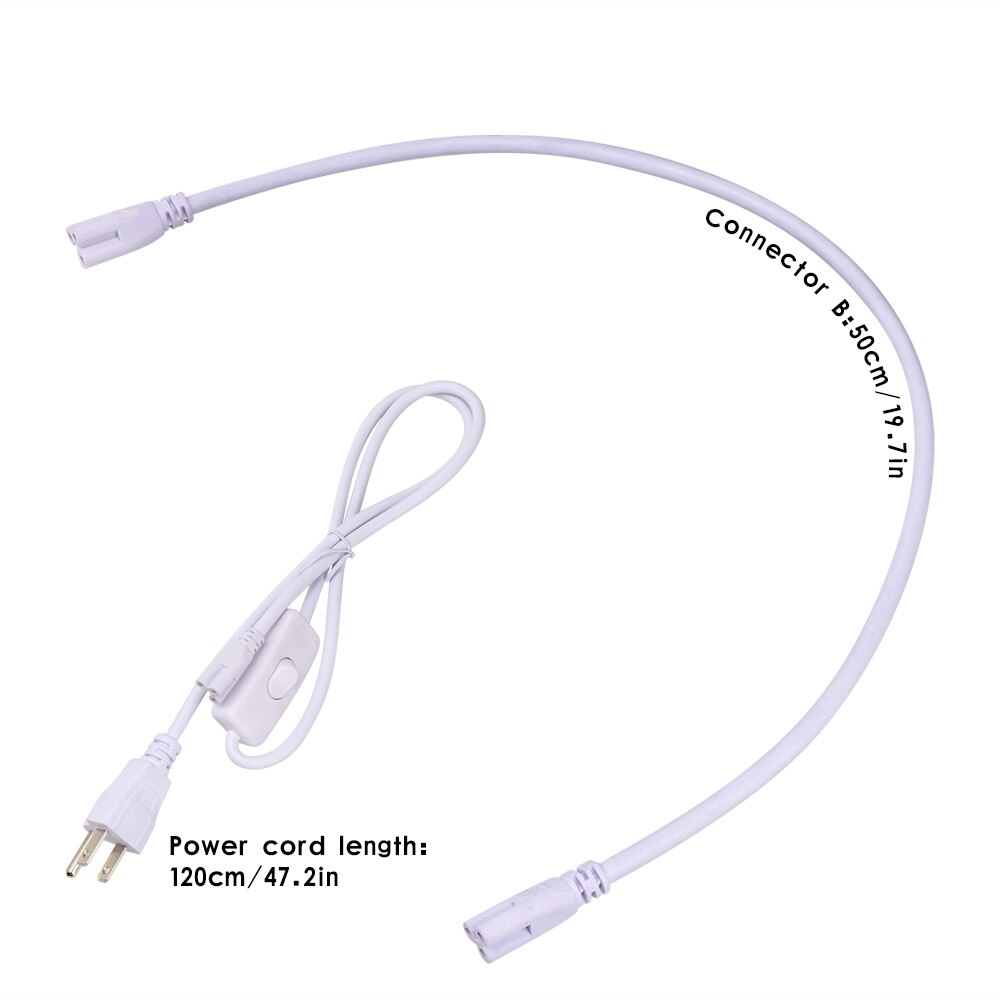 Power Cord Cable for T8 Tube LED Grow Light with On Off Switch 3Pin Integrated Tube Connector Extension Cable EU US Plug