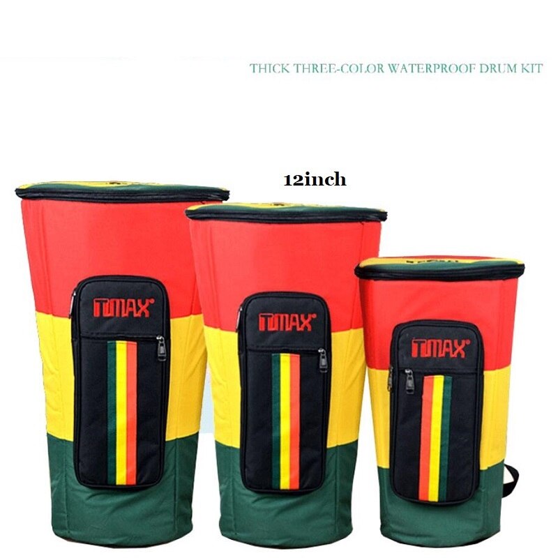Trommetaske 10 " 12 " 13 " vandtæt stof rygsæk til tromme bærehåndtag afrikansk trommetaske vandtæt tromme rygsæk taske: Farverig 12 tommer