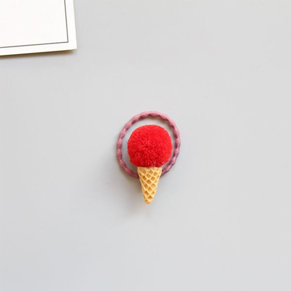 1PC Verstelbare Elastische Ijs Paardenstaart Houder voor Meisjes Kids Faux Fur Pom Hair Ties Snoep Kleuren Rubber bands