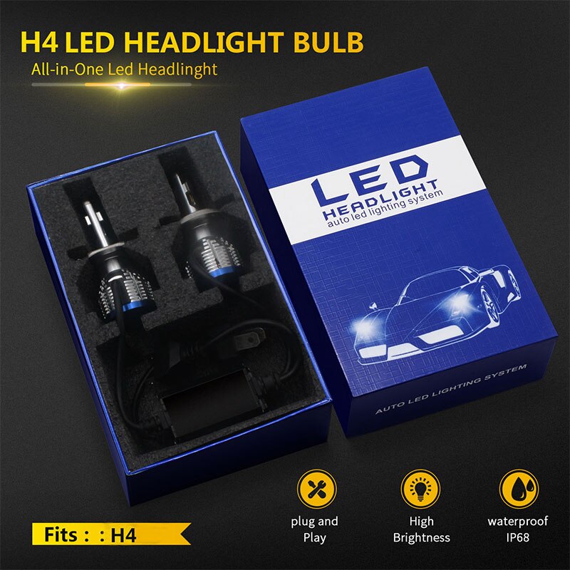Bombilla LED blanca para motocicleta, faro LED H4 9003 HS1 6000K, 9600LM, 70W, 12V, para BMW F800R F 800R F 800 R
