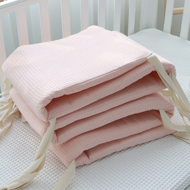 Lit de bébé en coton gaufré, protection anti-choc autour du berceau pour -né: Rose