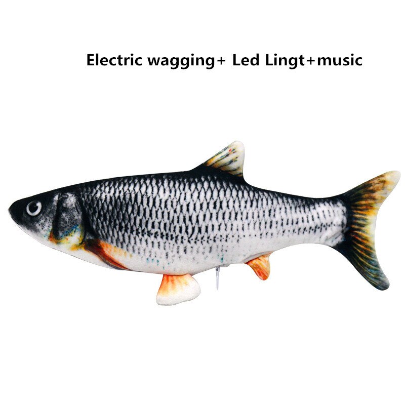 Kattleksak elektrisk viftande fisk rörlig fisk floppande fisk dansande fisk viftande simulering elektrisk för kattunge 30cm: Mörkgrå