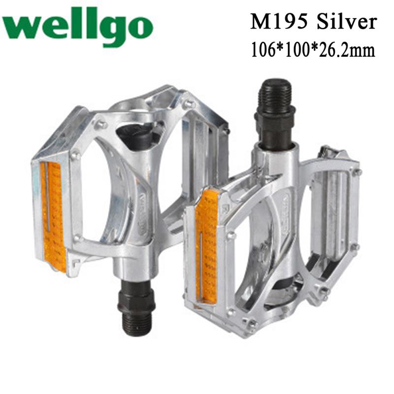Wellgo Pedal M195 B249 C25 DU Bearing Lightweight Aluminum Alloy Pedals Ultralight Mountain Bike Bicycle Genuine Bicycle Pedal: M195 Silver