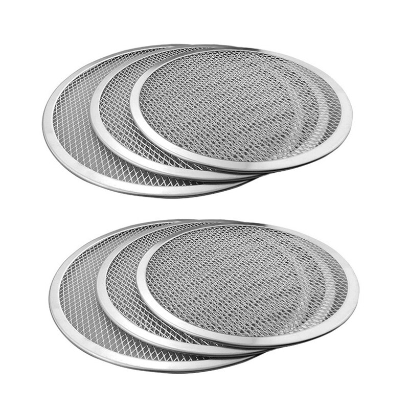 2 Pcs Round Pizza Oven Baking Tray Barbecue Grate Nonstick Mesh Net, 12 Inch & 14 Inch
