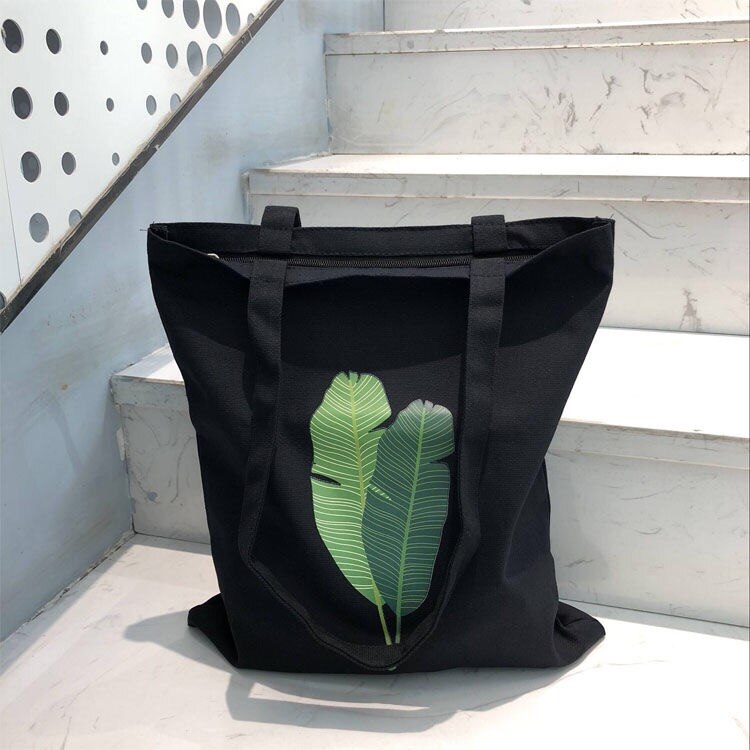 Lærred tote taske til kvinder kvindelige håndtasker øko genanvendelig klud indkøbspose studerende bogtasker damer afslappet shopper taske sort: -en
